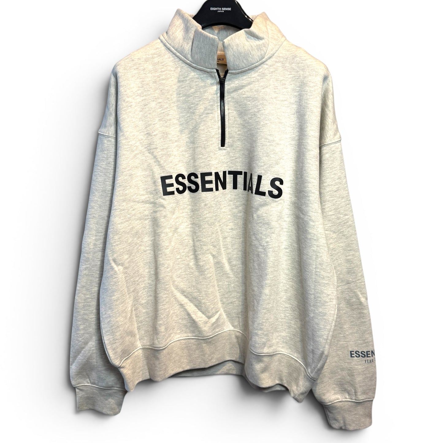 ESSENTIALS MOCKNECK HALF ZIP - HEATHER OATMEAL