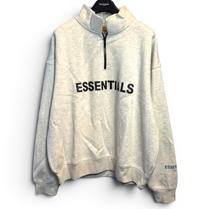 ESSENTIALS MOCKNECK HALF ZIP - HEATHER OATMEAL